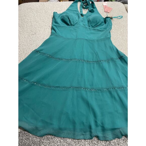 Philip Decaprio Women's Size 14 Halter Neck Tiered Dress Green Y2K - Picture 6 of 16